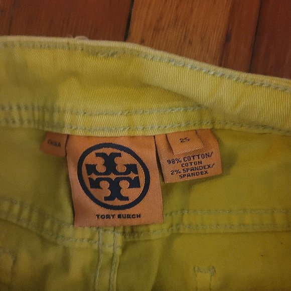 Tory Burch Cropped Jean Neon Yellow - sz 25 - Picture 3 of 8